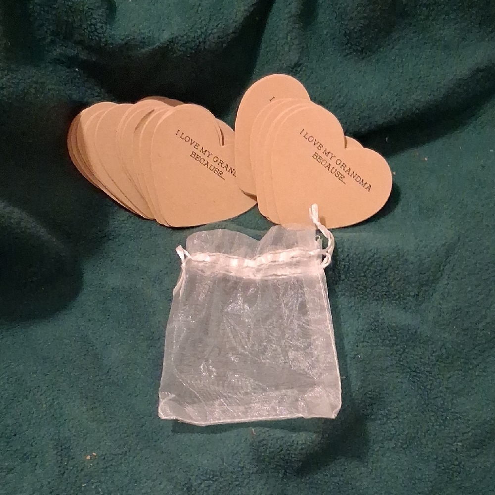 Heart-Shaped Tags with Sheer Bag 50 count